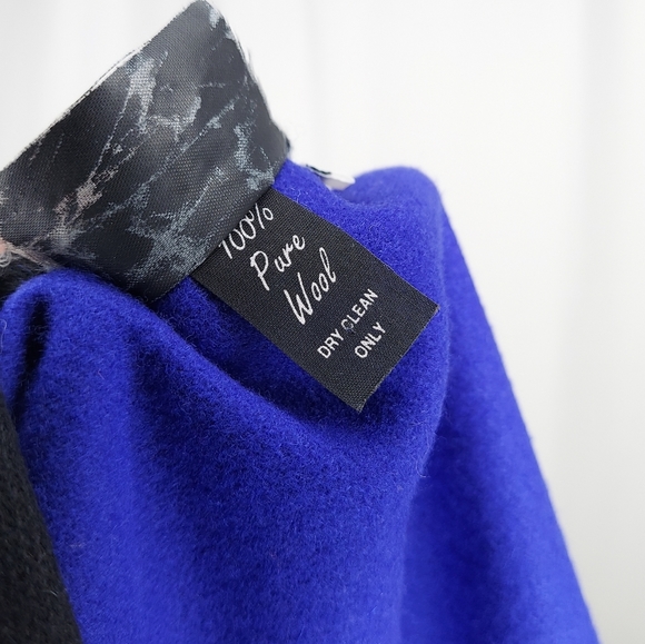 Beppa 2 Wool Vest Art Wear 90's Geometric Artsy Open Front Blue - Picture 5 of 6